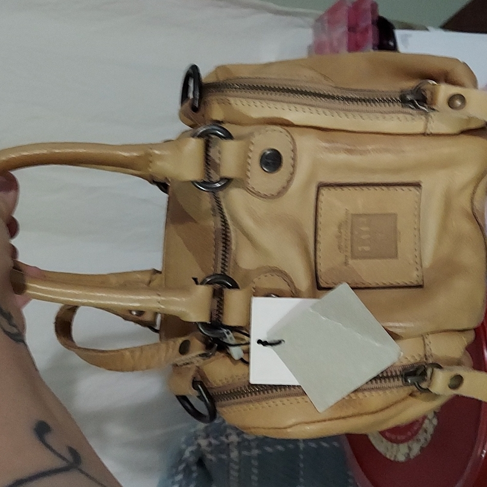 FRYE Tan Small Handbag Double Zip Bag $298